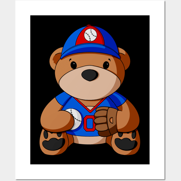 Baseball Player Teddy Bear Wall Art by Alisha Ober Designs